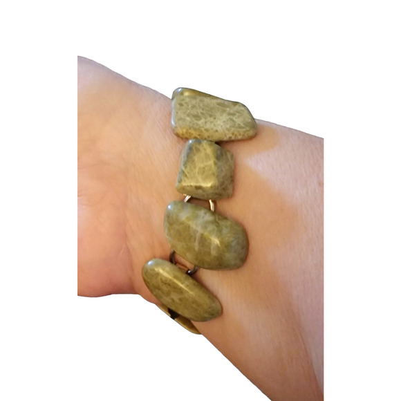 Vintage Serpentine or moss agate bracelet - Picture 1 of 4